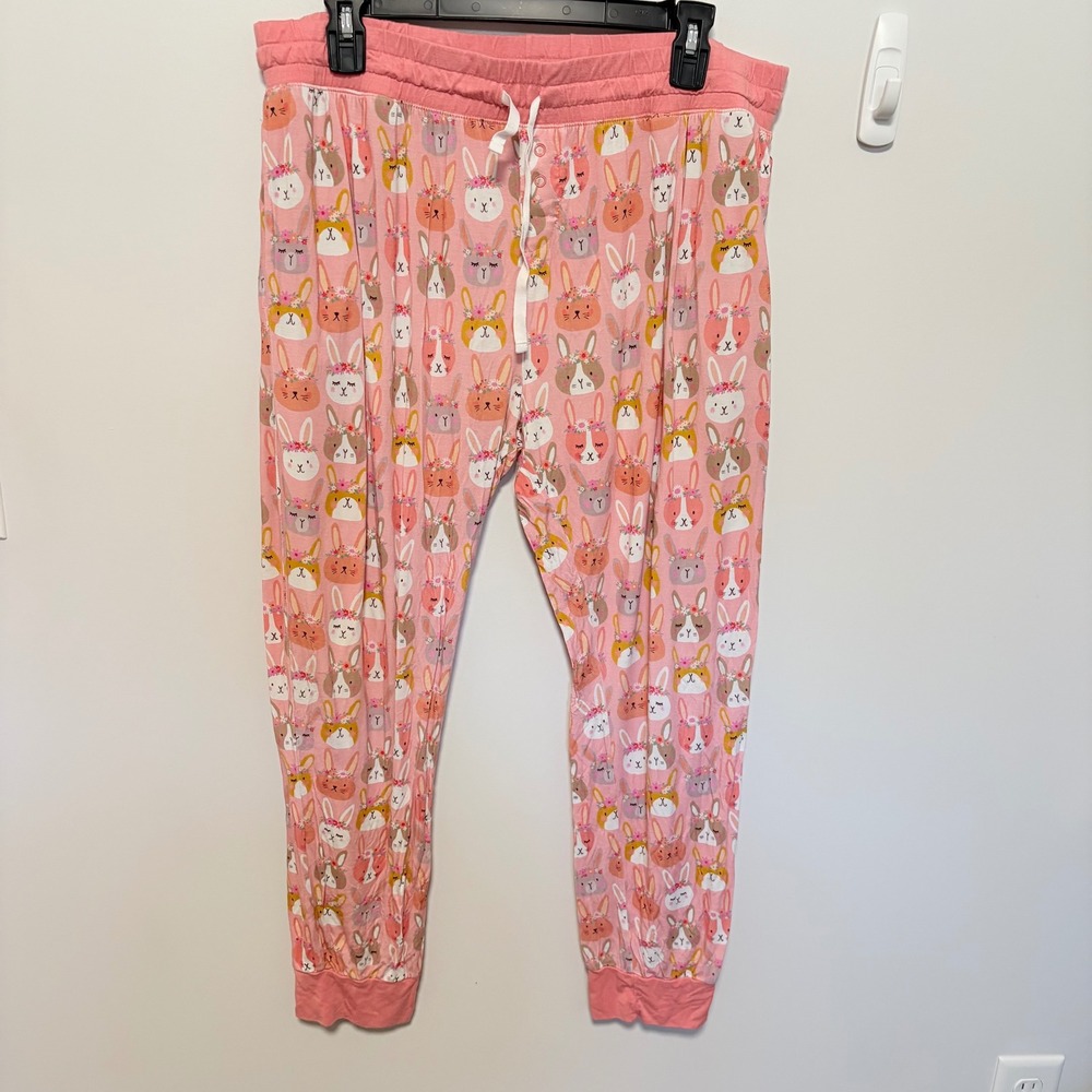 Little Sleepies Bamboo Bunny Jogger Pajama Pants Women Pink Size XL Rabbit